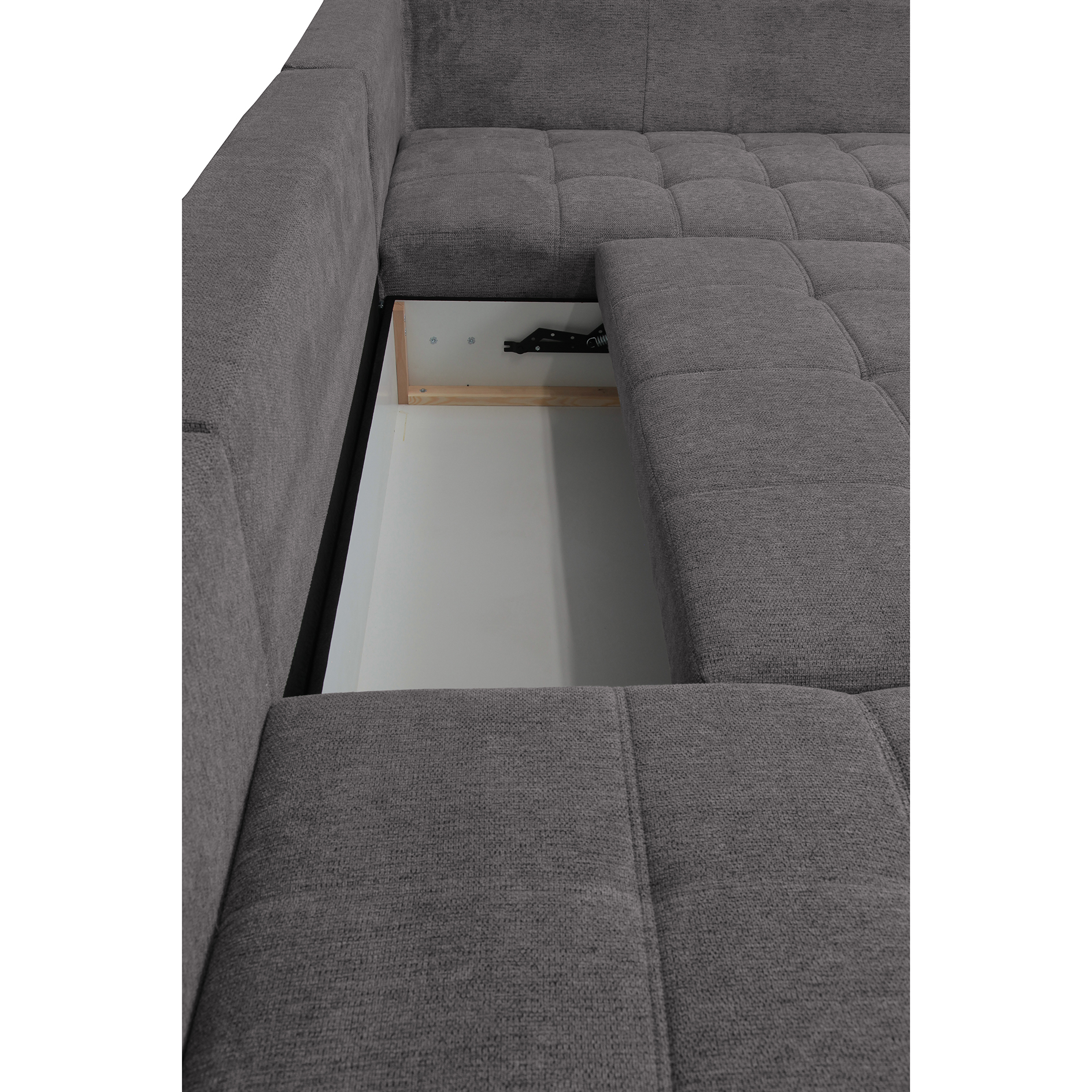 Wohnlandschaft - lightgrey - Liegefunktion und Staukasten - Recamiere links