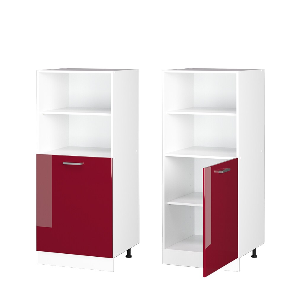 Vicco Backofenumbauschrank Küchenschrank Küchenzeile R-Line 60 cm Weiß Bordeaux kleine Tür Hochglanz