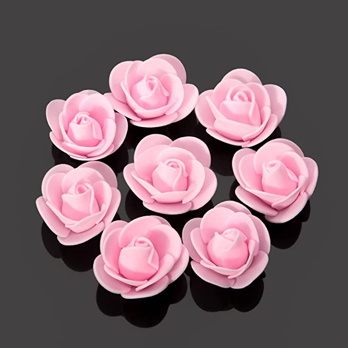 (500er Set) Ø30mm Romantische Blumen Konfetti Schaumstoff Rosen Deko Blumen - Rosa