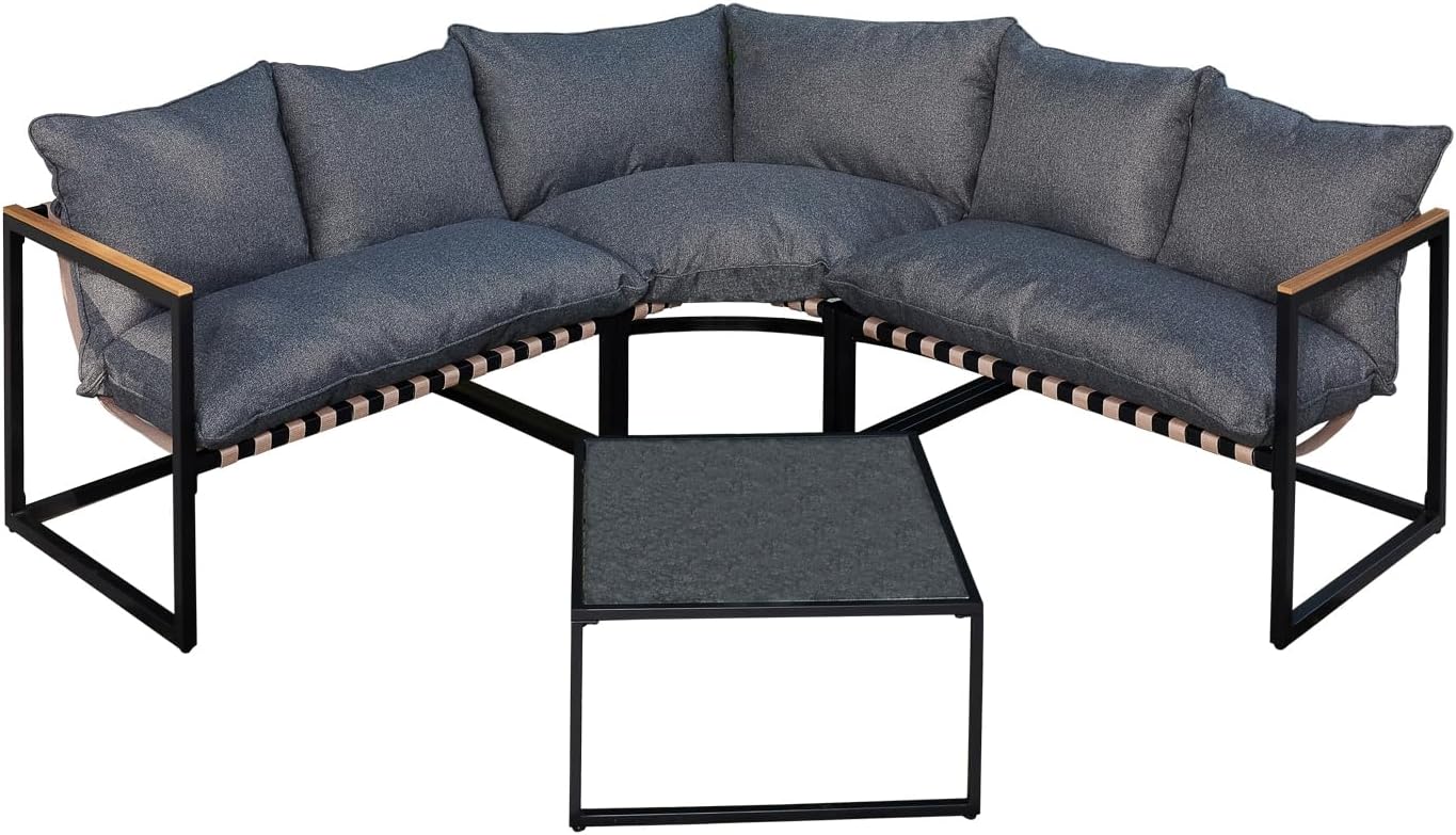 HTI living Terrassenmöbel Ecklounge Cirella Sitzgruppe Garten Eckbank Tisch