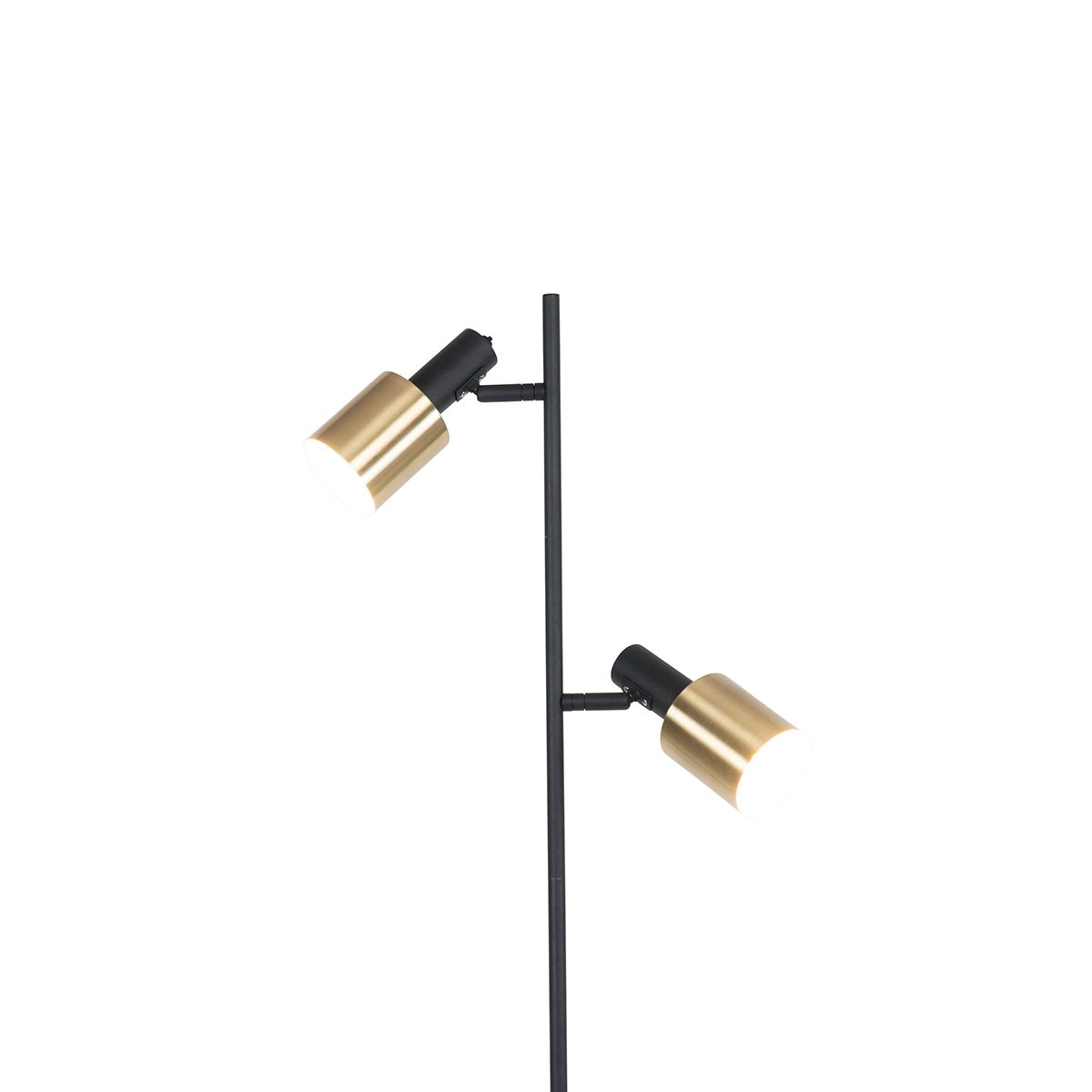 Smart vloerlamp zwart met goud incl. 2 Wifi A60 - Stijn