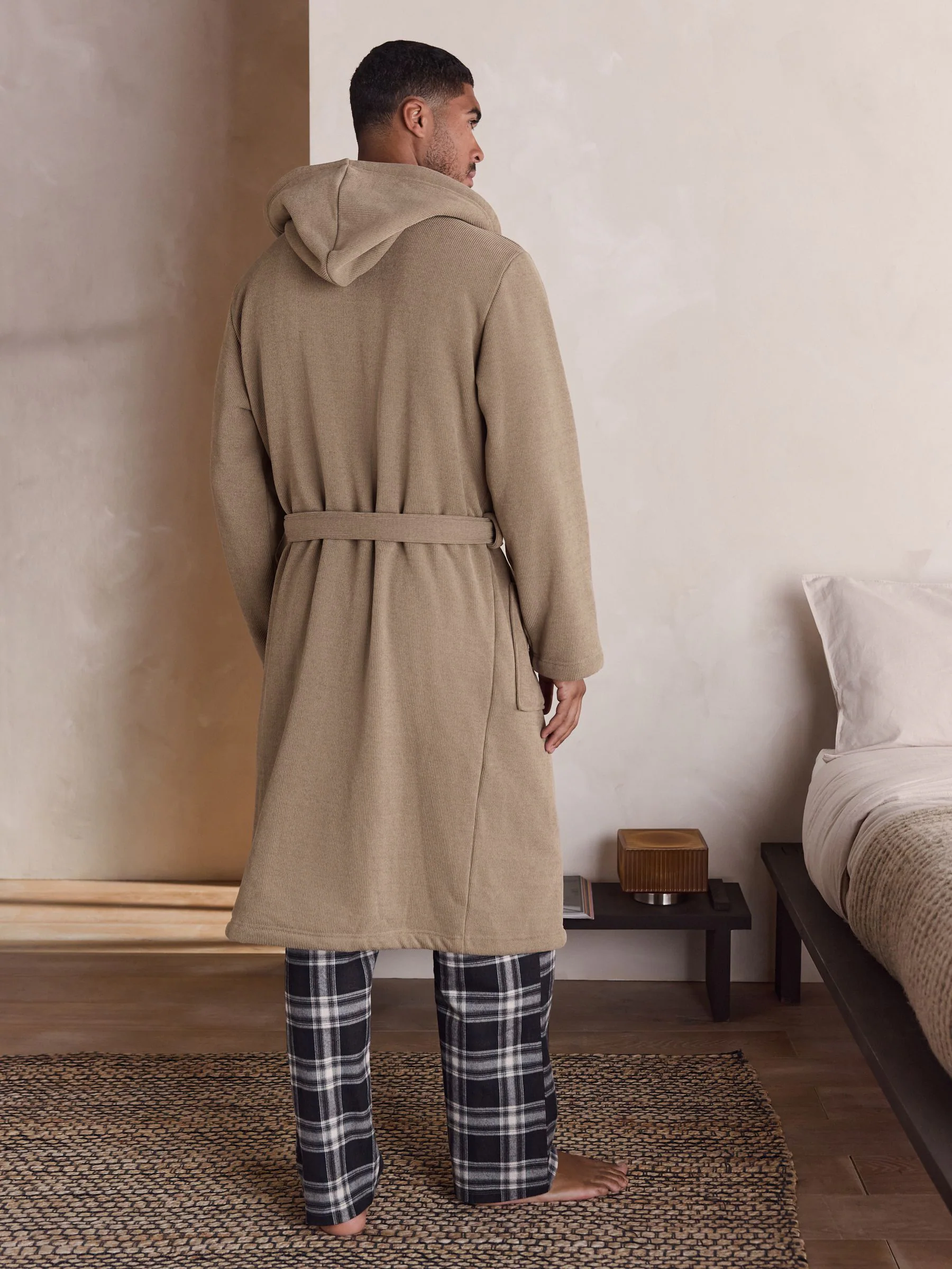 Neutraal kiezelkleurig - Corded Textured Dressing Gown