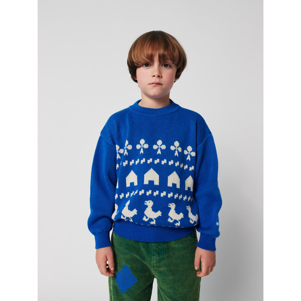 Køb Bobo Choses Blue Farm Jacquard Jumper