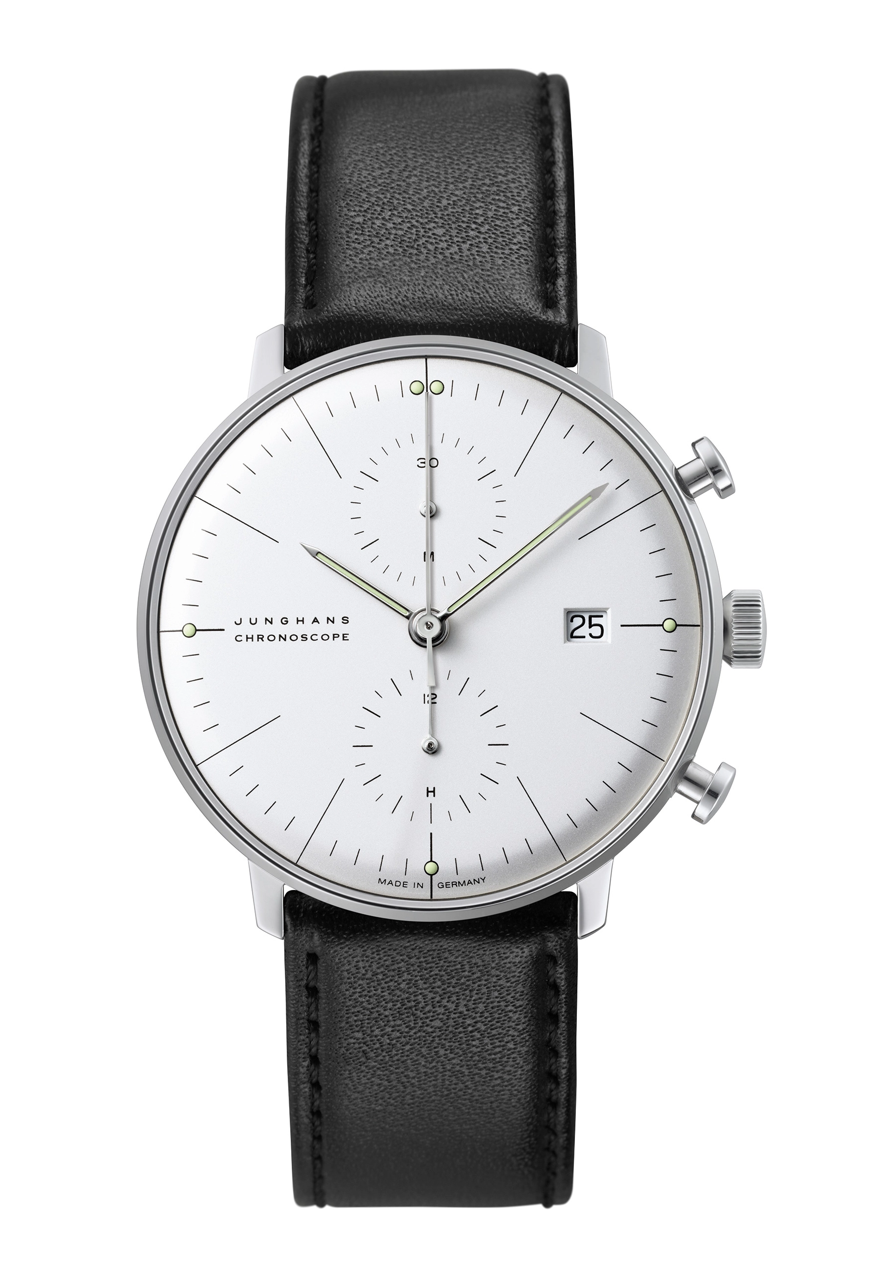 Junghans Max Bill Chronoscope Saphir Herrenuhr Schwarz