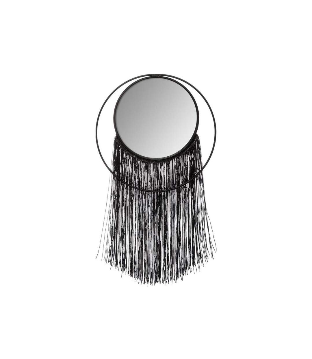 Miroir Mural Rond en Métal Frange 18cm Noir