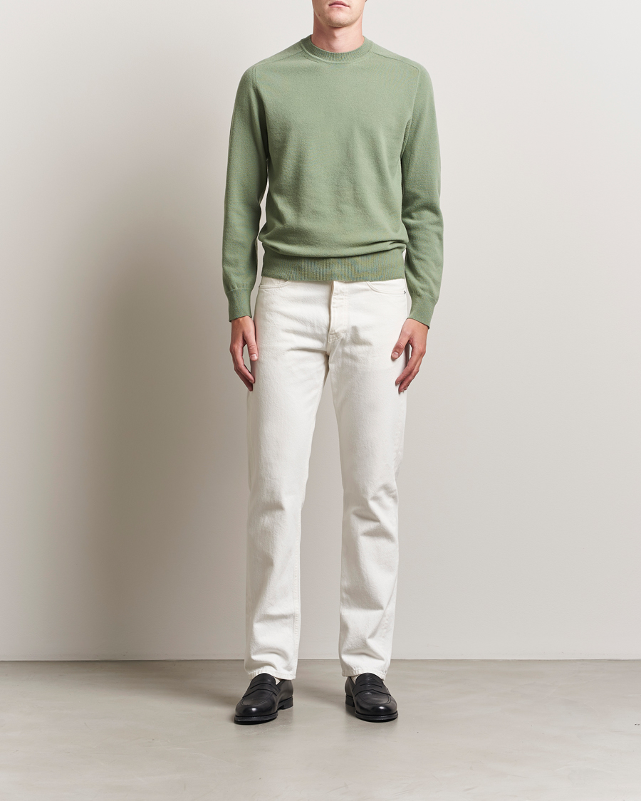 Altea Wool/Cashmere Crew Neck Pullover Green