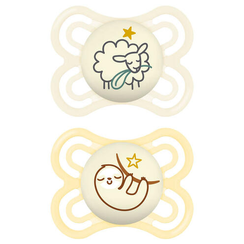 Lot de 2 sucettes Perfect 2-6 mois Planet Love Night - Coloris aléatoire - MAM
