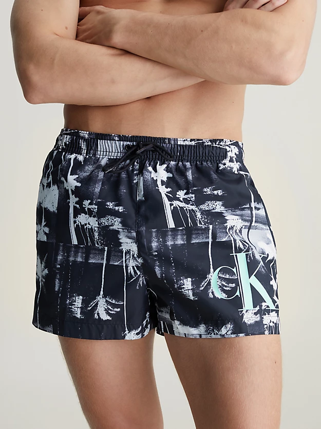 Calções de banho com cordão e monograma CK
