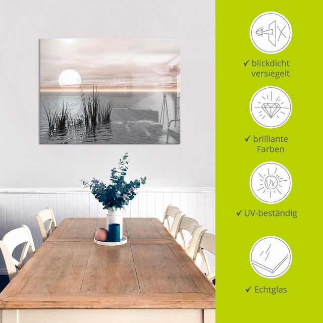 Artland Glasbild »Sonnenuntergang mit Schilf« Sonnenaufgang & -untergang 1 Stk. tlg. in verschiedenen Grössen