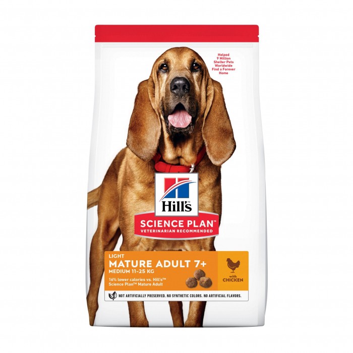 HILL'S Science Plan Light Medium Mature Adult 7+ au Poulet - Croquettes pour chien