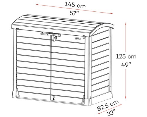 StoreAway DuraMax 1200 l opbergbox, 145 x 82,5 x 125 cm, antraciet