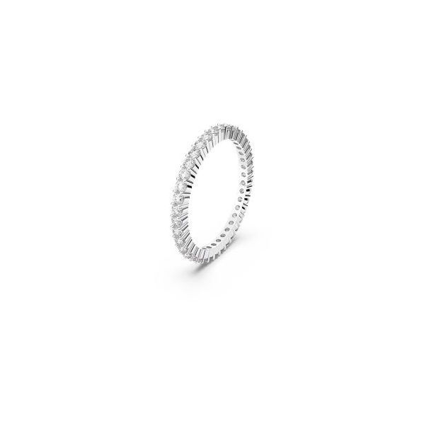Swarovski Anel Vittore Lapidação Redonda Branco Acabamento em Prata 50