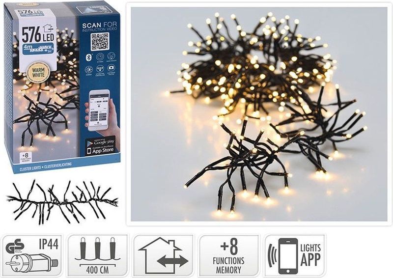 Kerstlampjes - Cluster - Warm Wit - 576 LED - Met App