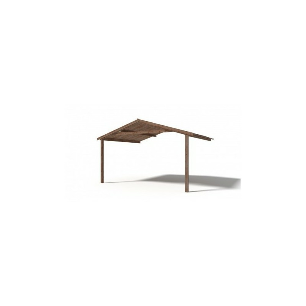 Abri de jardin en bois - 28m2 - 4x4m - traité - ep. 28mm - couleur: marron