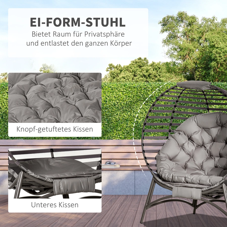 Outsunny Gartenstuhl mit Stauraum, gepolsterte Rückenlehne und Sitzkissen braun