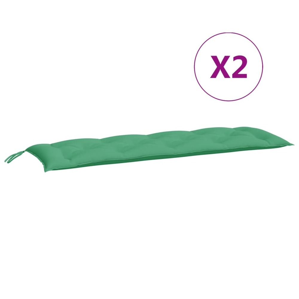 Coussins de banc de jardin 2 pcs vert 150x50x7 cm tissu oxford