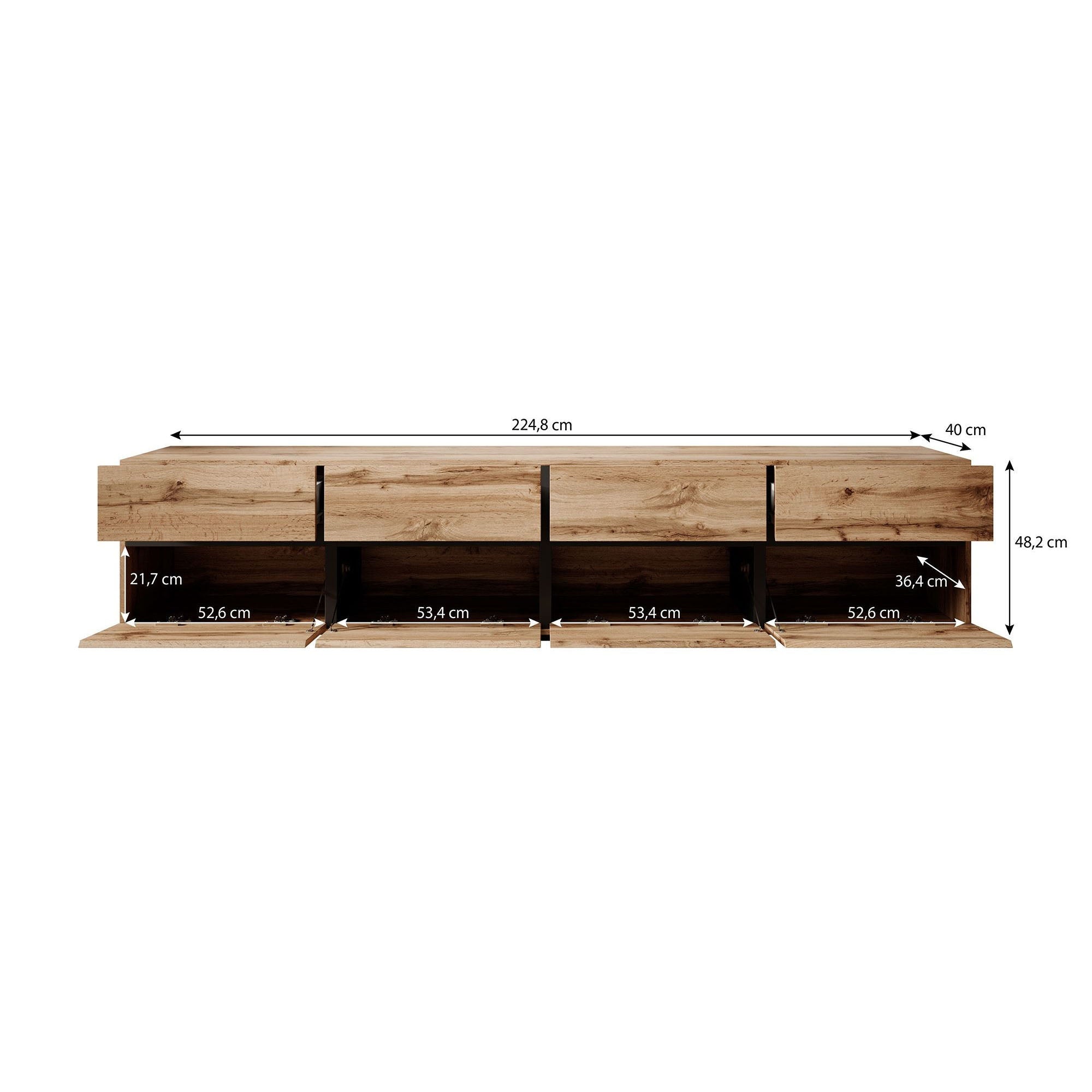 Meubella - TV-Meubel Cainan - Groen - 225 cm