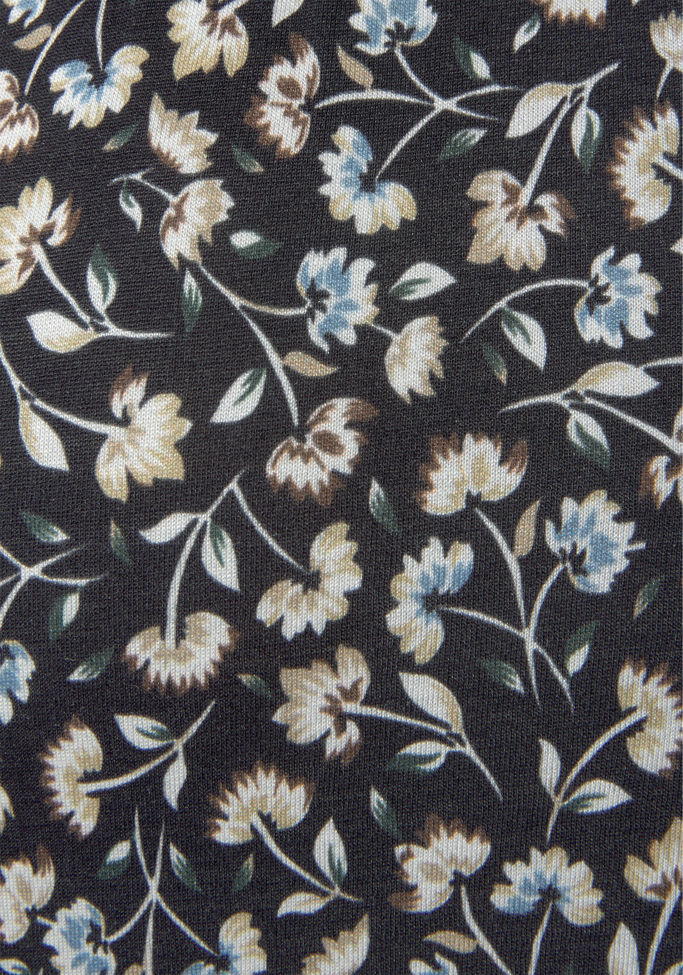 LASCANA Midikleid mit Blümchendruck und Beinschlitz, Druckkleid, langärmlig,