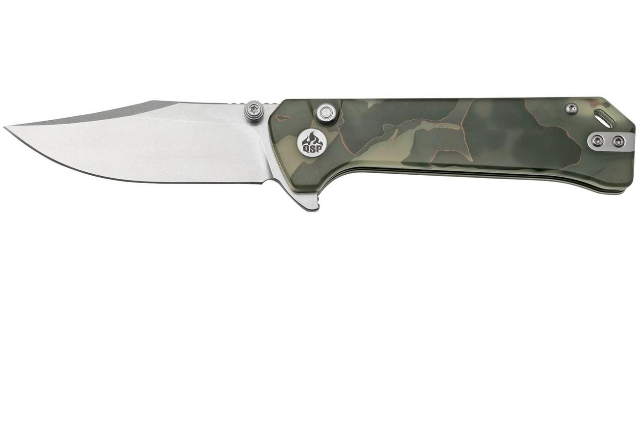 QSP Grebe QS147-E1, S35VN Clippoint Glow In The Dark Raffir, zakmes