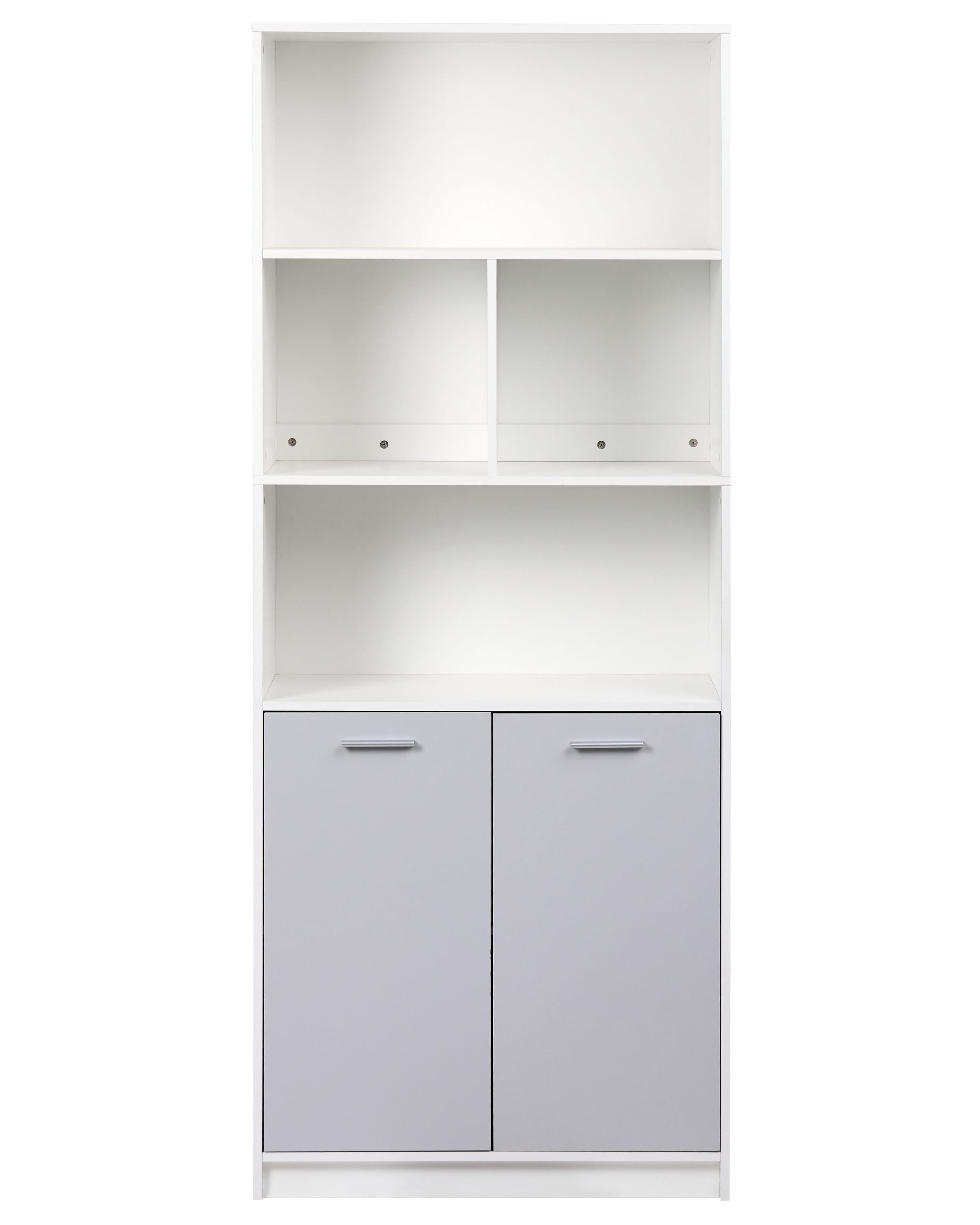 Boekenkast met 2 deuren ZEHNA Grijs/wit