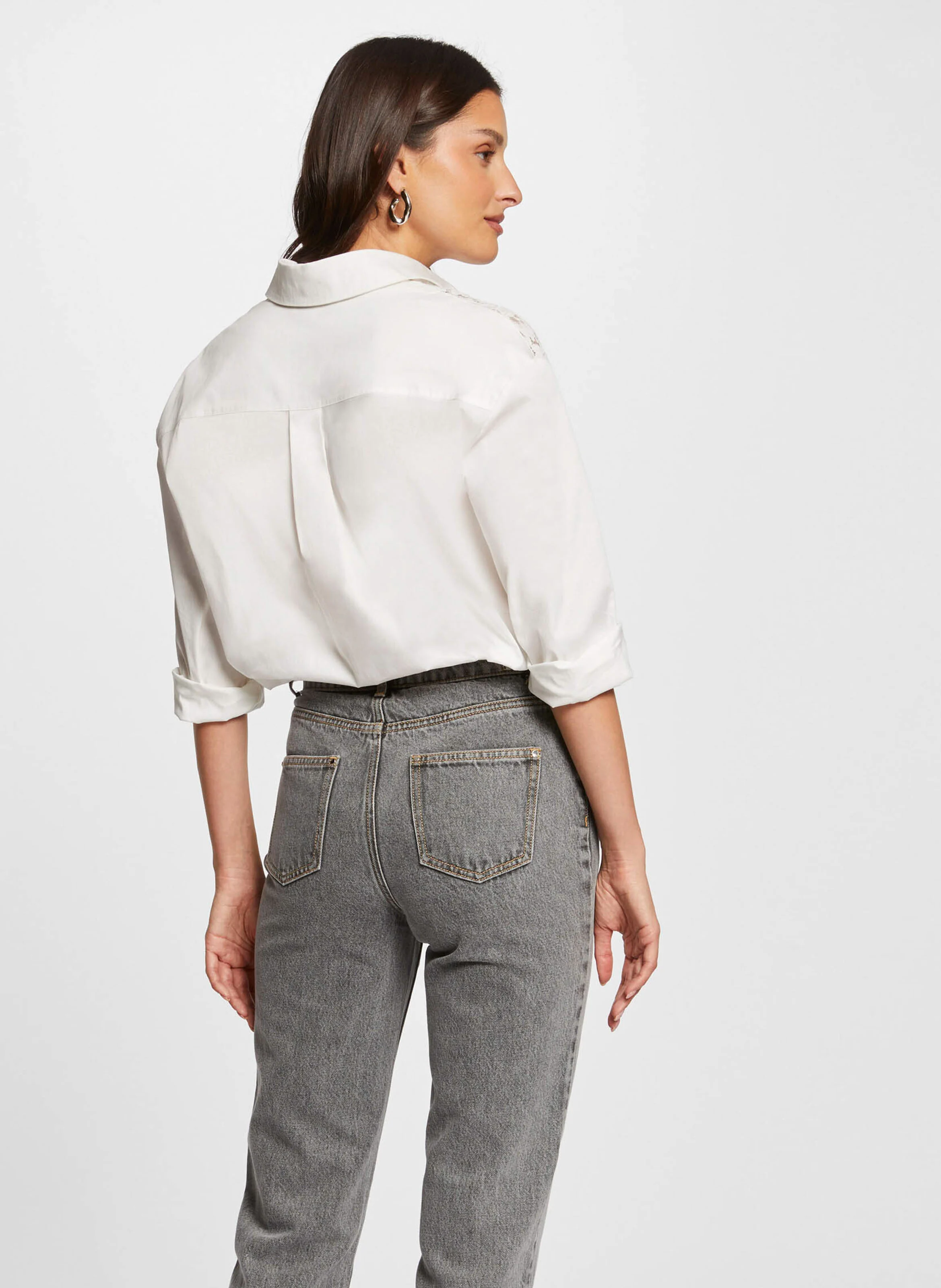 CGRAP - Chemise col classique en coton mélangé | Blanc