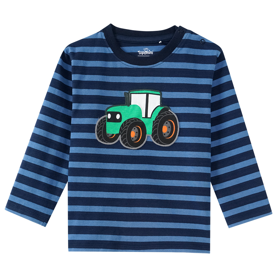 Topomini Baby Langarmshirt mit Traktor-Applikation dunkelblau / blau