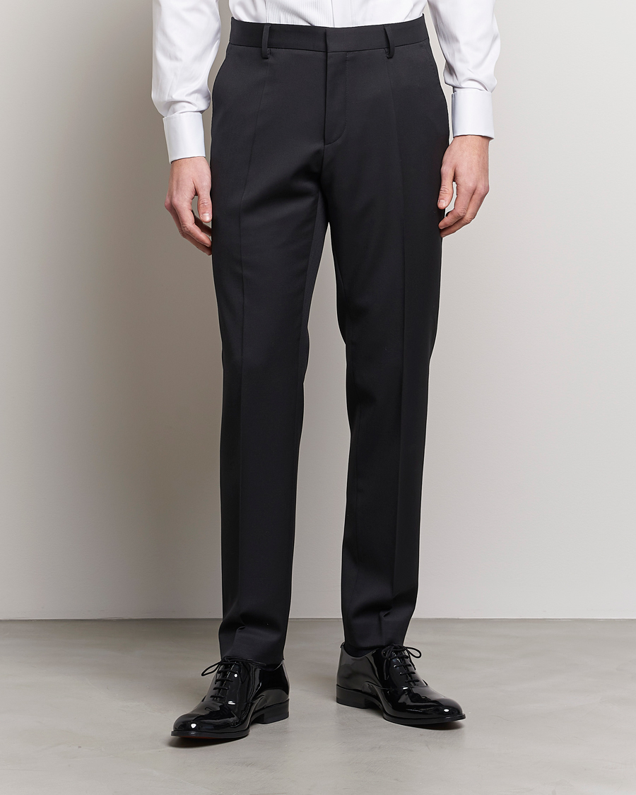 Genius Slim Fit Wool Trousers Black