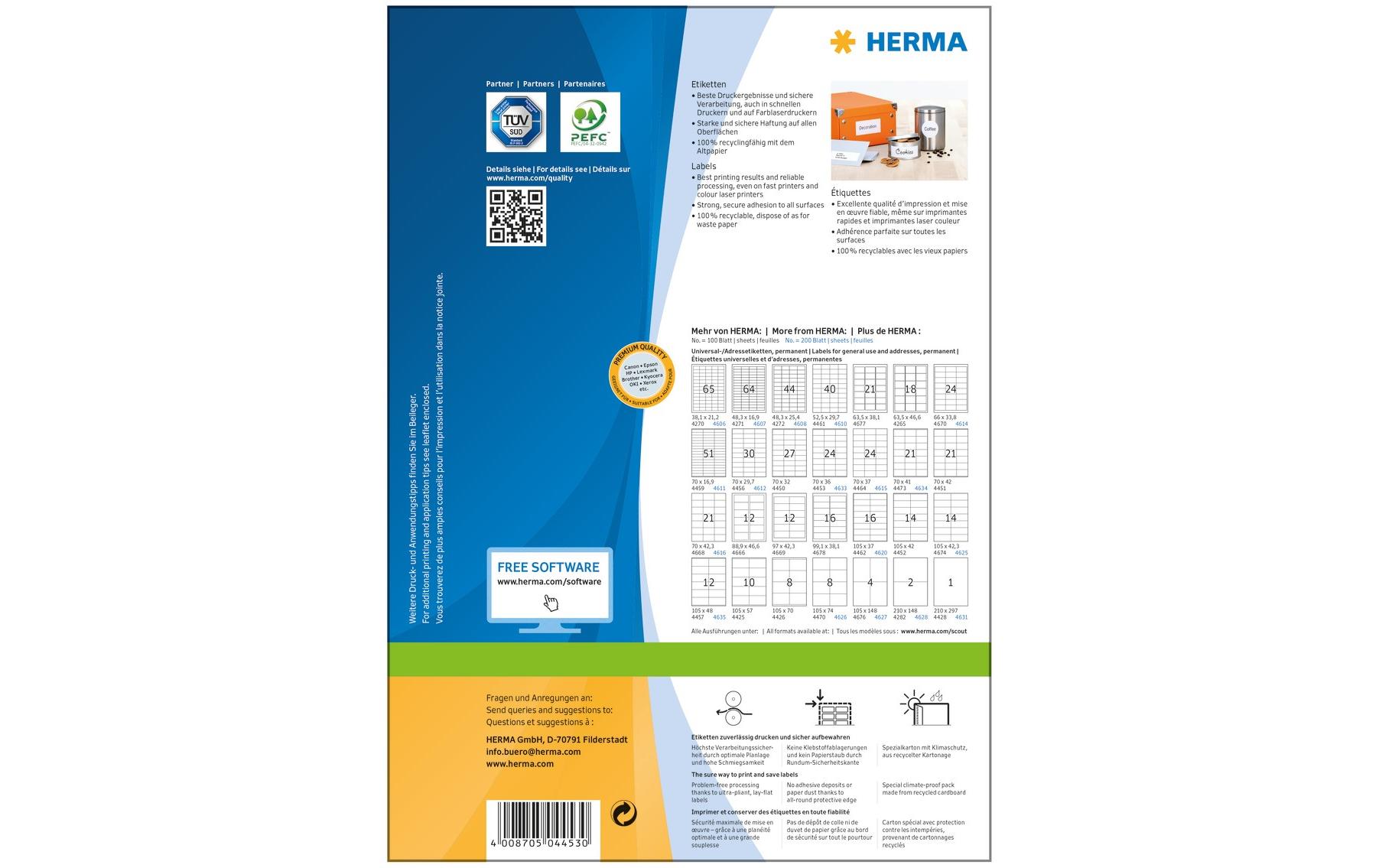 Vielzweck-Etiketten Premium A4 70 x 36 mm, WeissSelbstklebende Etiketten