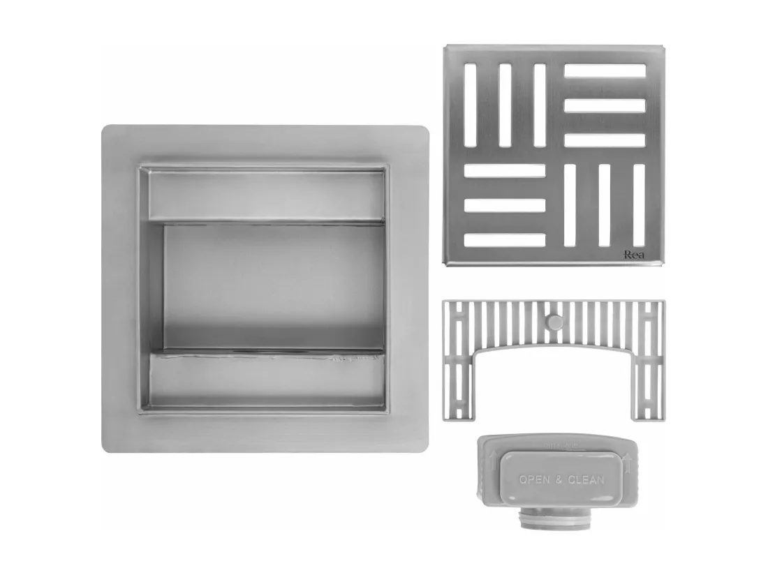 Drain Linéaire Rea Cross 120X120 Brush Steel