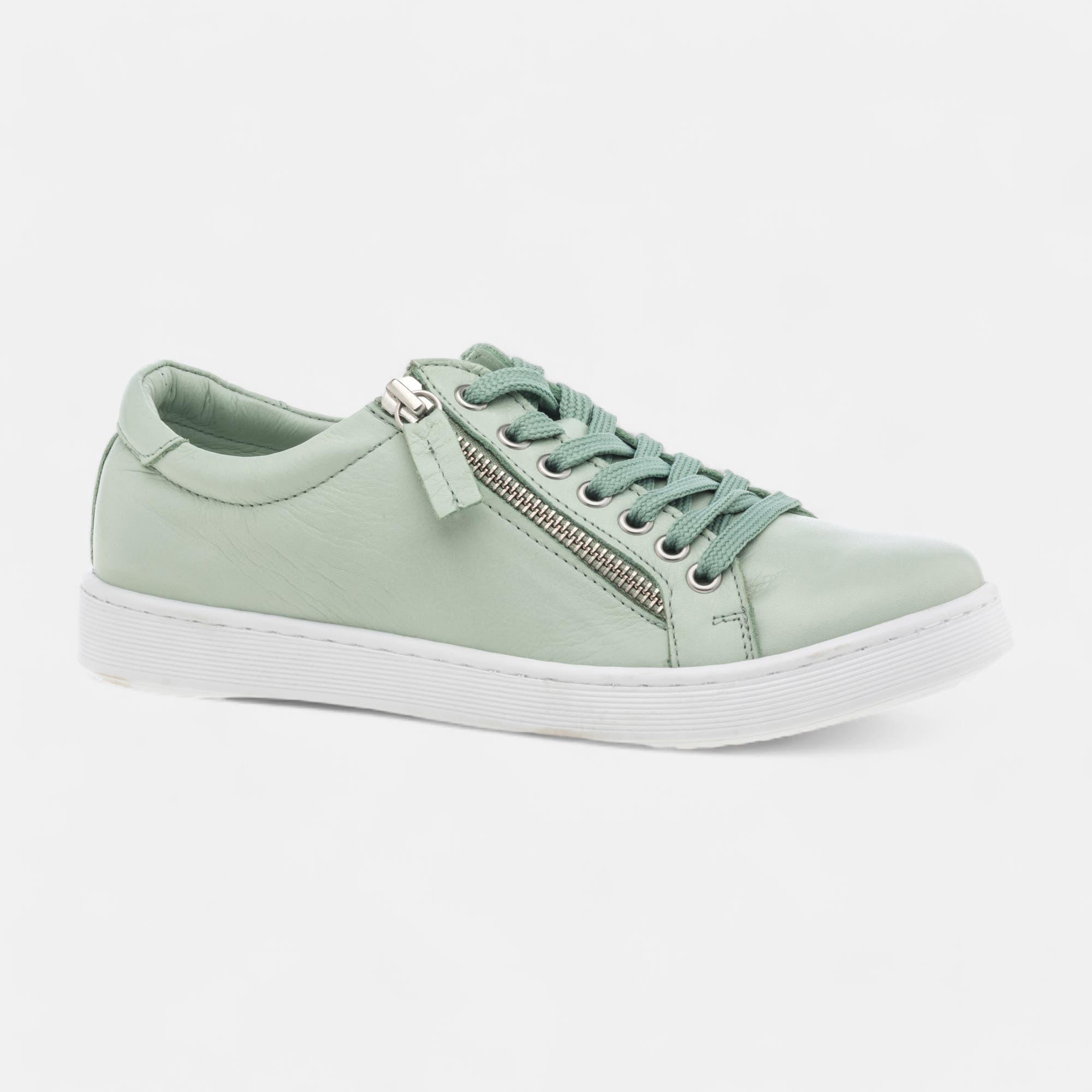 Baskets basses Femme en cuir vert clair