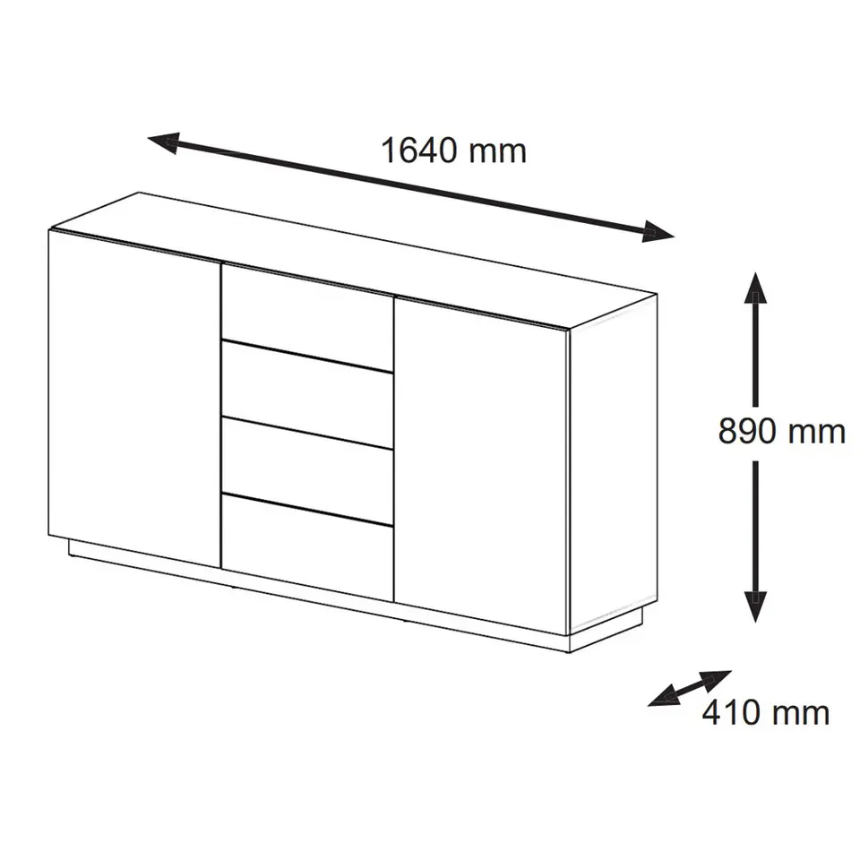 Dressoir Aura 89x164x41 Zwart