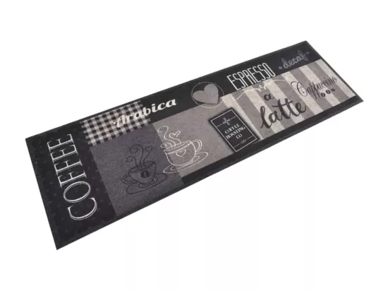 Tapis de cuisine lavable impression café noir 60x180 cm velours