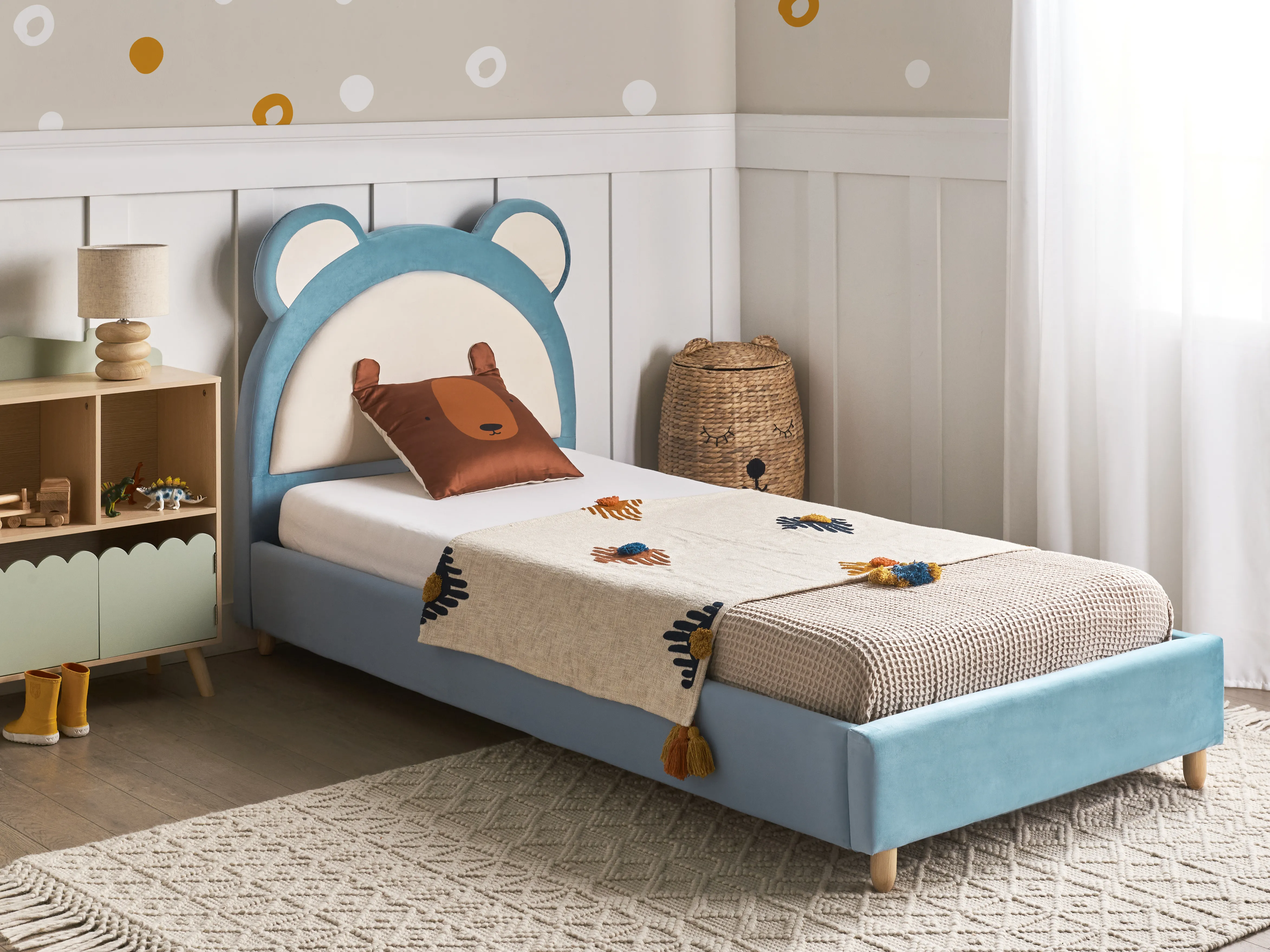 Kinderbed Teddybeer Fluweel MAILLES 90 x 200 cm Blauw