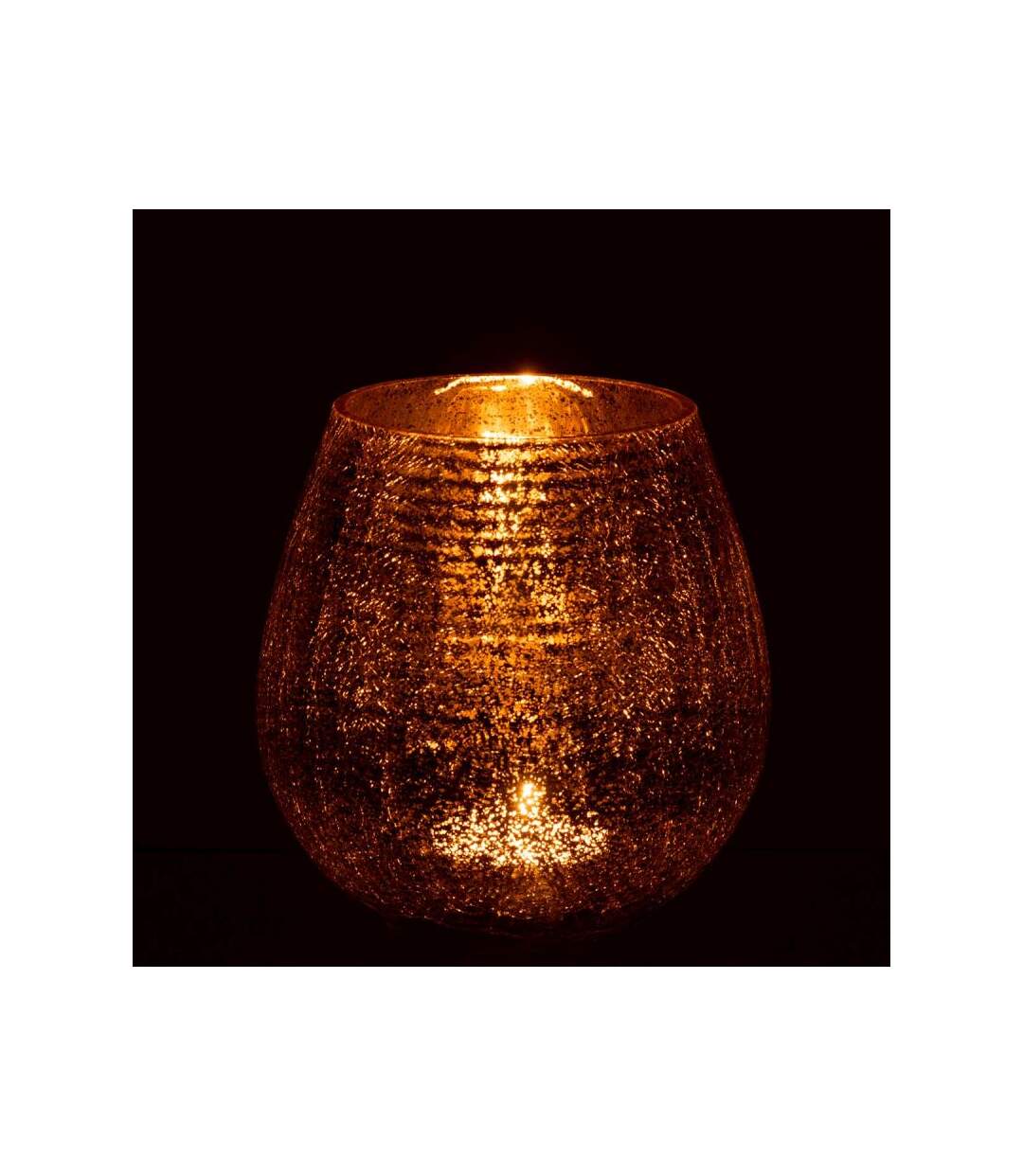 Paris Prix - Photophore Design œuf Craquelé 17cm Or