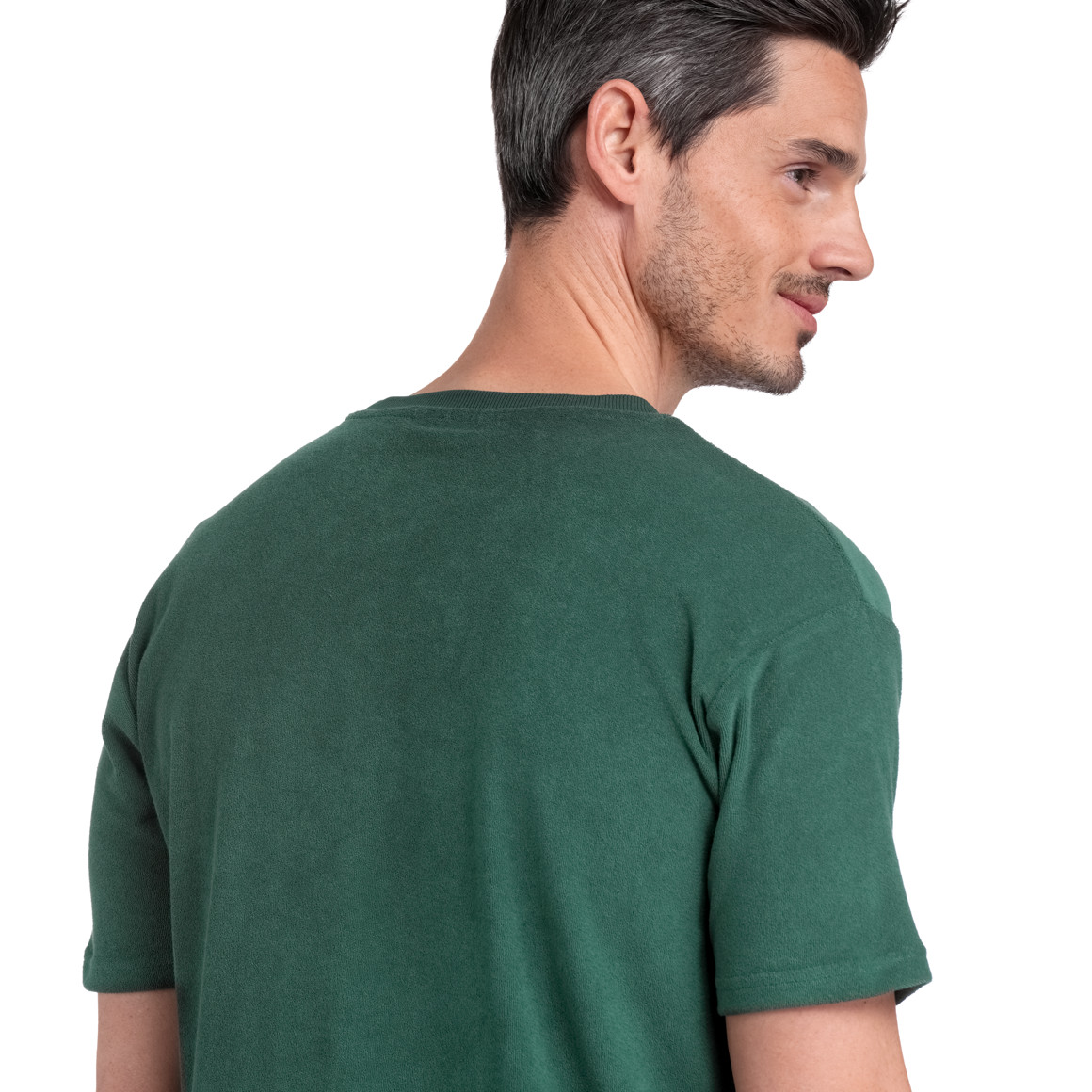 Jonas Nielsen Herren Frottee-Shirt mit Stickerei dunkelgrün