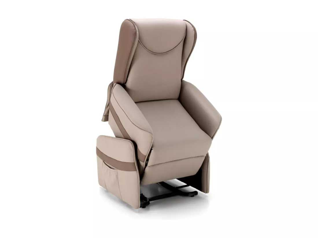 Laura Fauteuil relaxant à 2 moteurs en tissu gris tourterelle