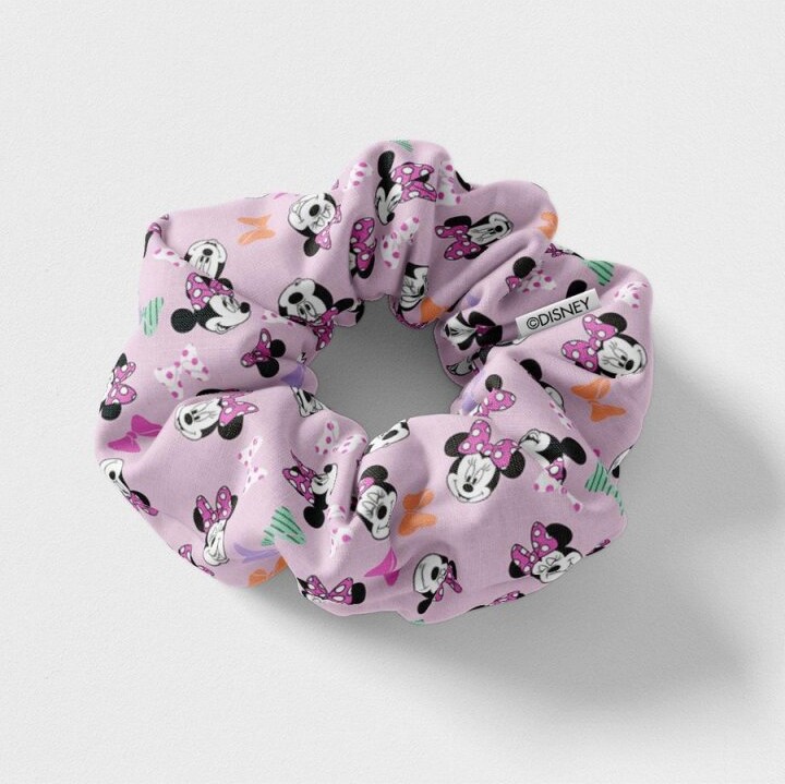 Disney - Scrunchies Med Minnie Mouse Motiv - 5 Stk - Lyserød Hvid