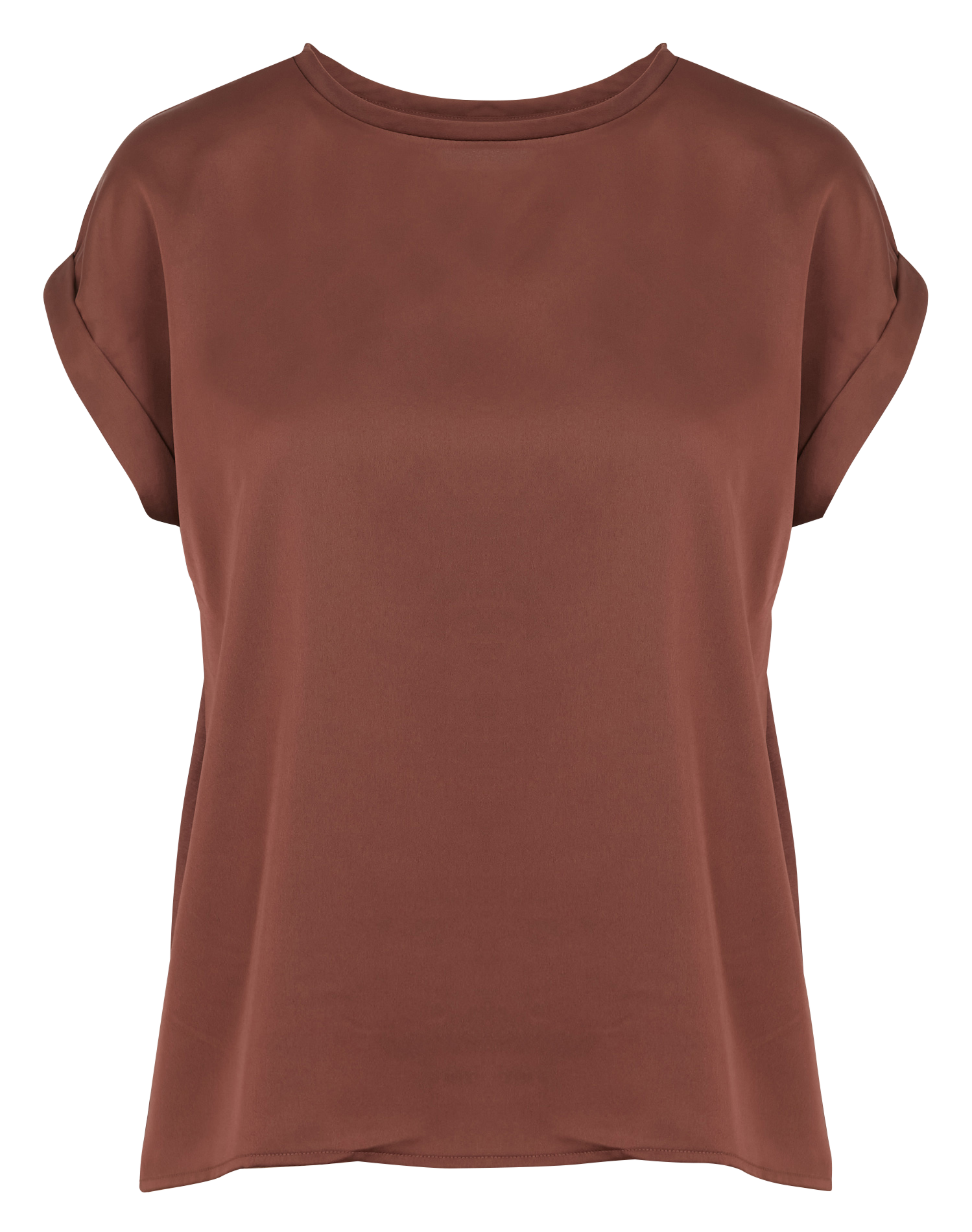 Top fluide à col rond en polyester recyclé | Marron