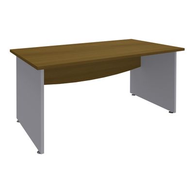 Bureau droit DUAL - L80 - Pieds alu - plateau imitation noyer