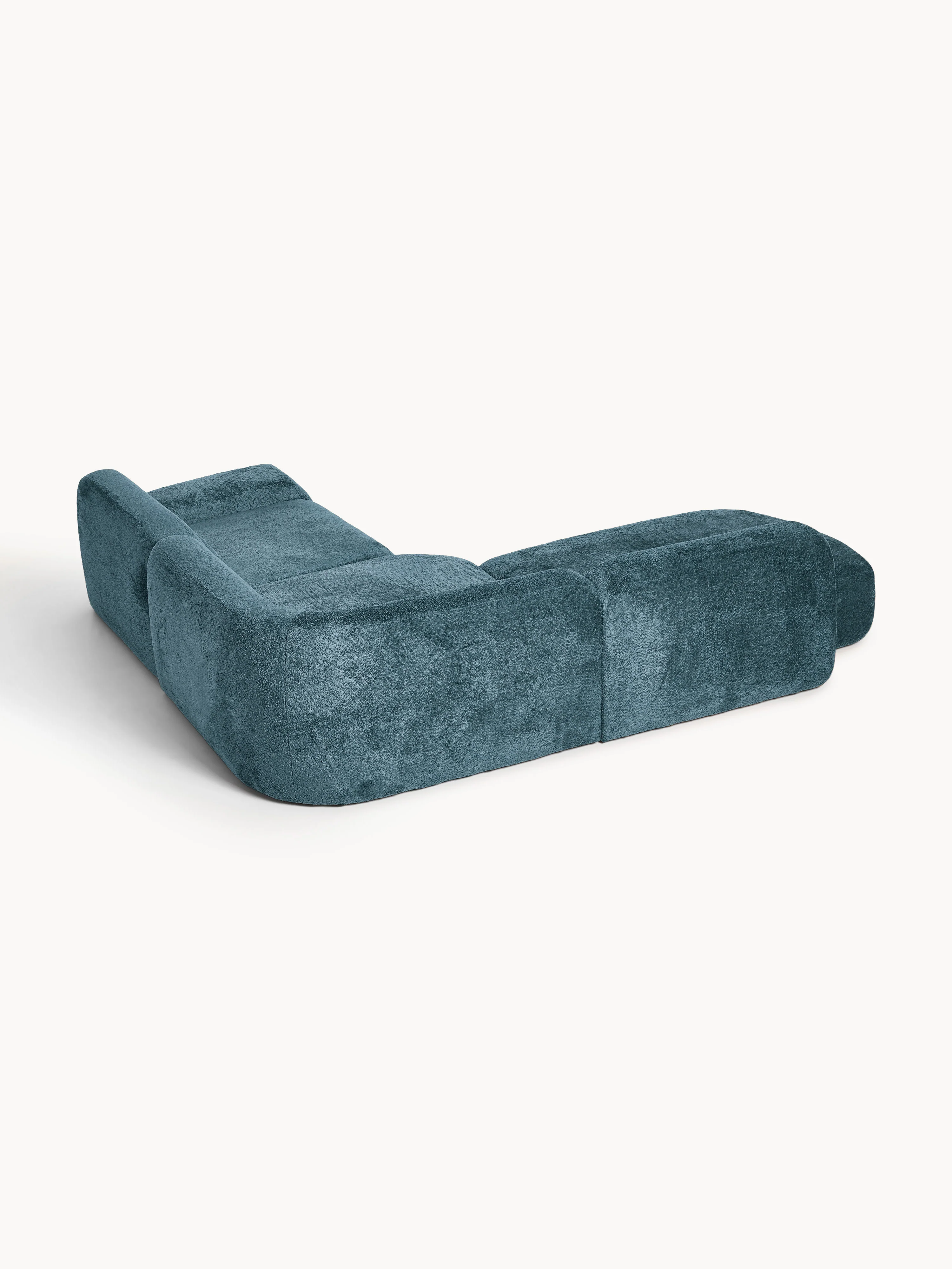 Modulaire teddy-bouclé hoekbank Wolke (4-zits) met chaise longue