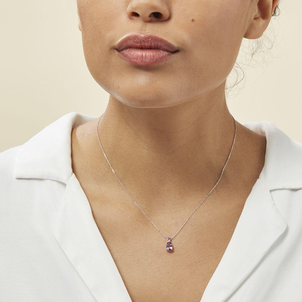 Collier Yrene Or Blanc Amethyste