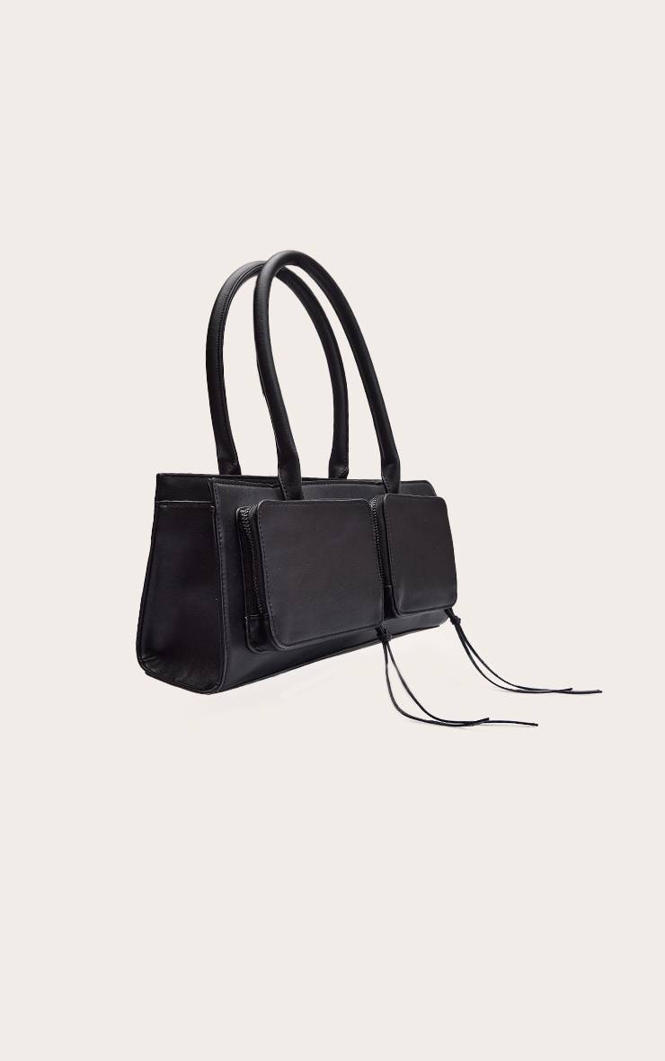 Noir Sac À Bandoulière Beige Avec Détail Poche Motif Synthétique