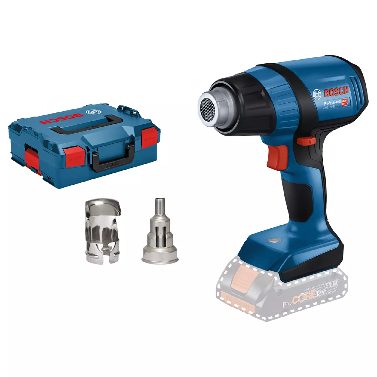 Bosch GHG 18V-50 18V Li-ion Accu heteluchtpistool body in L-boxx