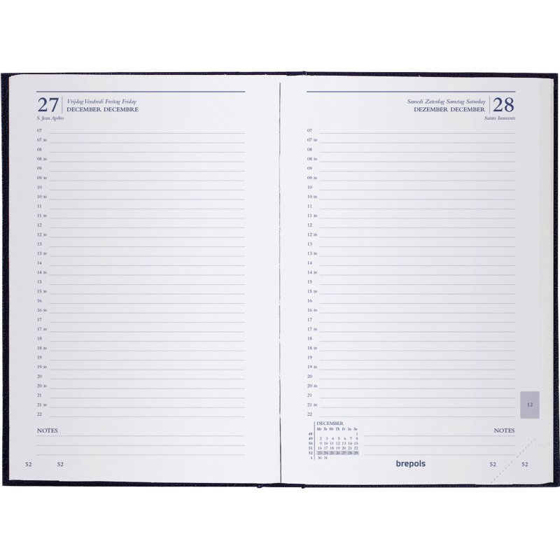 Agenda journalier Brepols Travers Carré - année 2027 - 14 x 21,4 cm noir