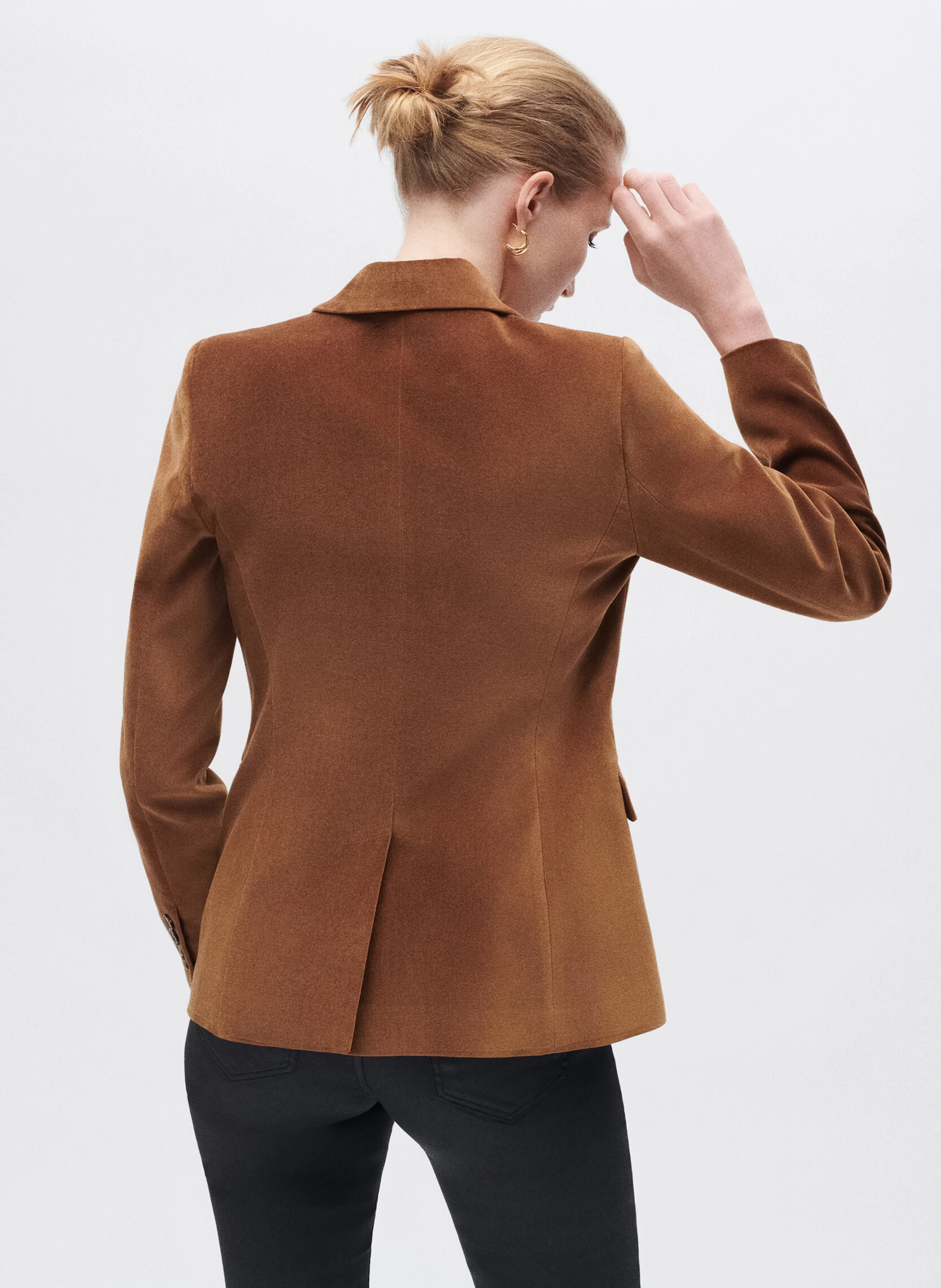 AURORAB - Veste de tailleur en coton aspect velours | Marron