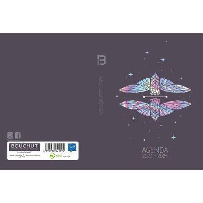 Agenda Girly - 1 jour par page - 12,5 x 17,5 cm - papillon - Bouchut