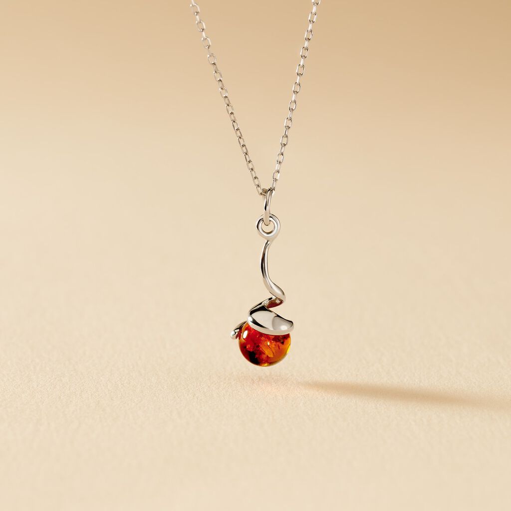 Collier Famata Argent Blanc Ambre