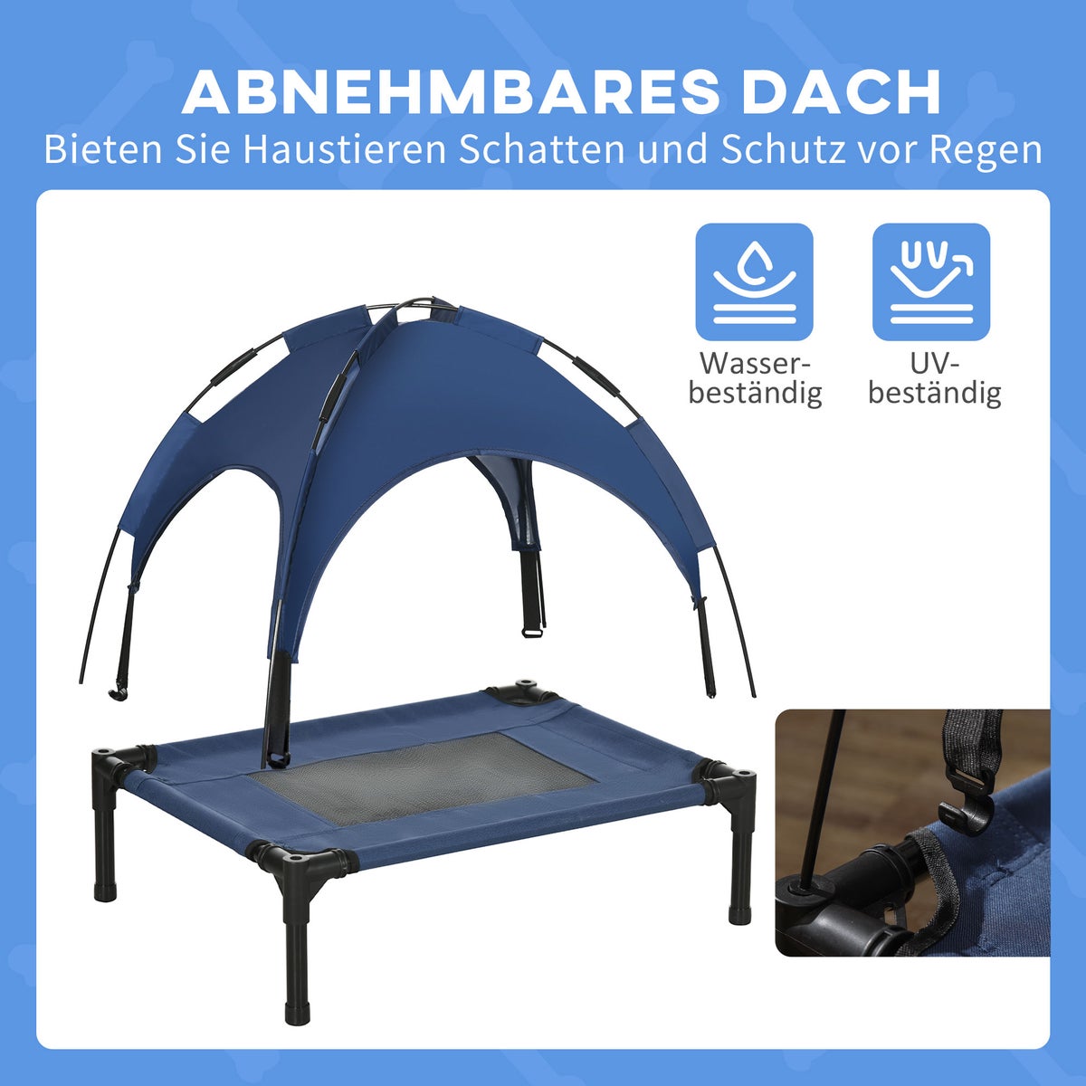 PawHut hondenbed, L61 x B46 x H62 cm, staal, Oxford doek, donkerblauw+zwart