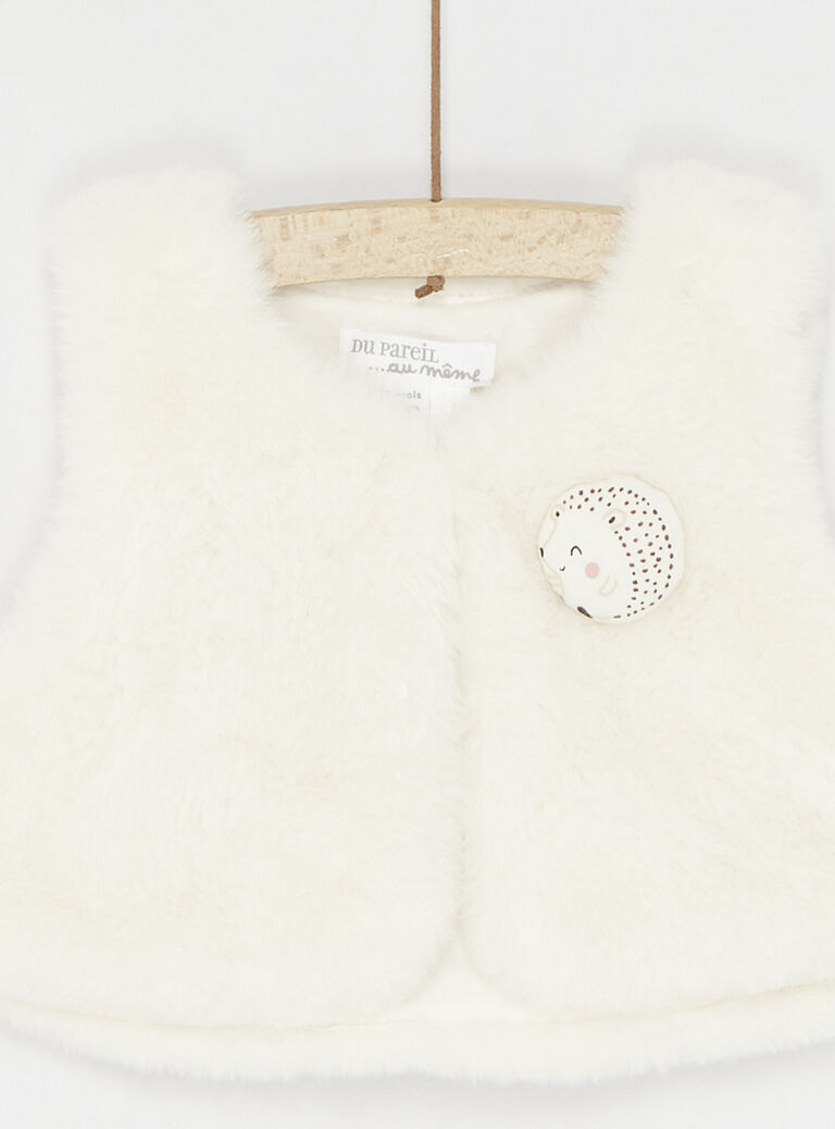 Gilet sans manches blanc cassé uni pour fille