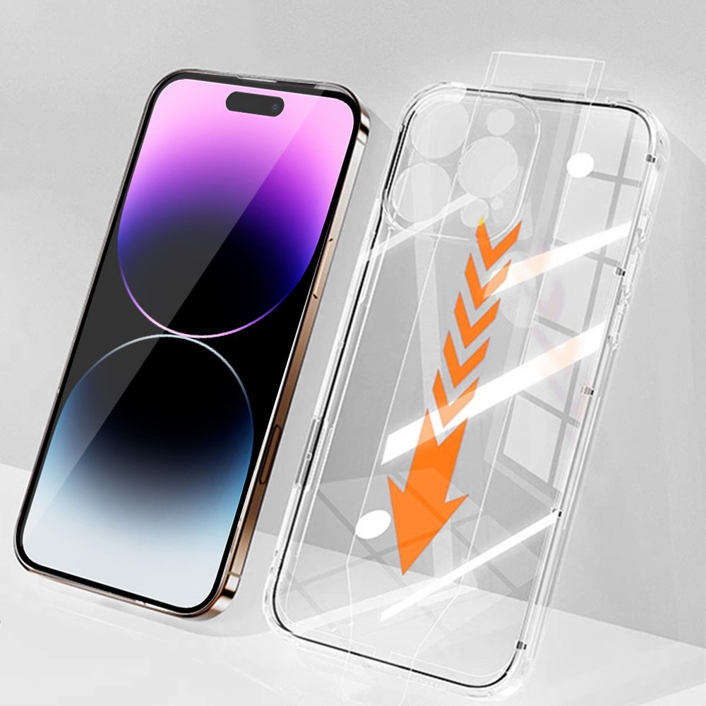 iPhone 14 Pro Max Gummi Case Hülle mit Panzer Glas Displayschutz Case Friendly   Montagerahmen